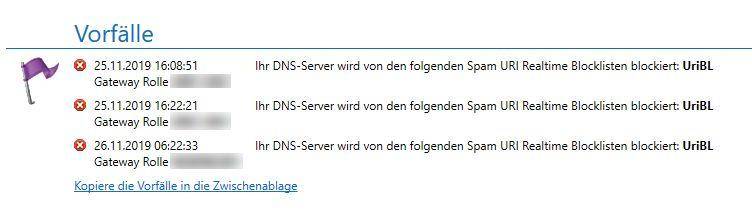 DNS-Server wird von Spam URIRBL blockiert
