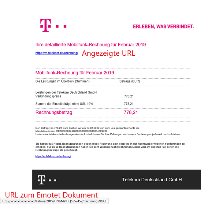 Emotet Telekom Rechnung Fake.