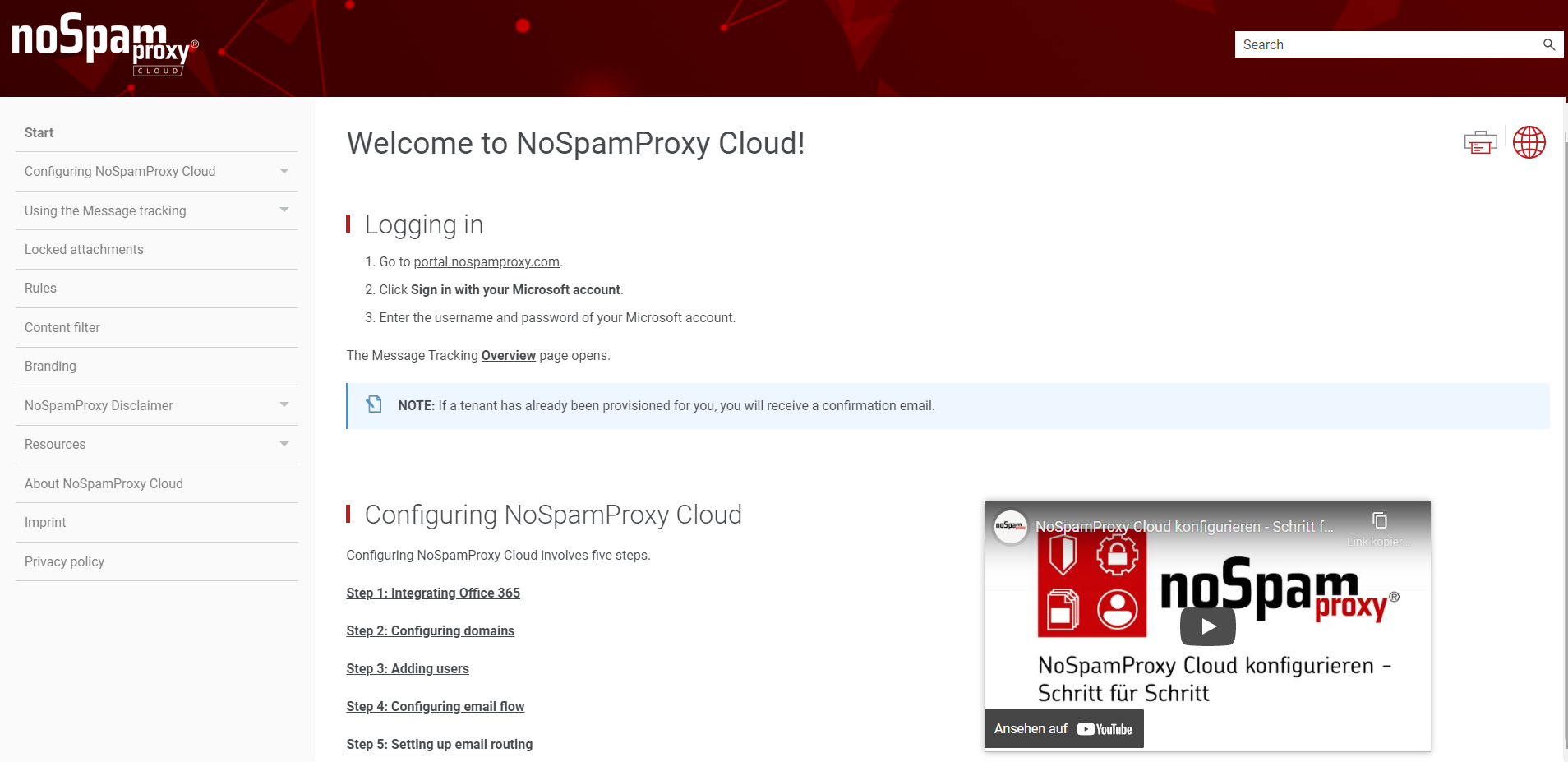 Online help NoSpamProxy